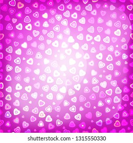 Background with Pink Hearts or Love Pattern for Valentines Day. Beautiful Texture with Tender Colorful Heart Symbols for Wrapping, Wallpapers and Greeting Cards
