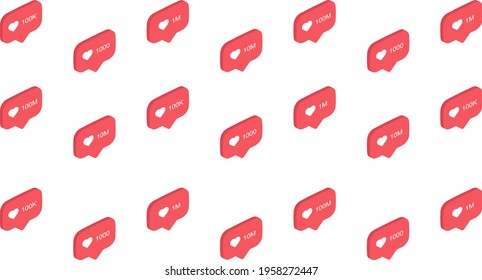 Hintergrund mit rosafarbenen isometrischen Benachrichtigungsnachrichten. Tapete, Banner, Muster. Vektorgrafik 