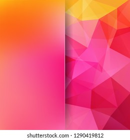 Background of pink, orange geometric shapes. Blur background with glass. Colorful mosaic pattern. Vector EPS 10. Vector illustration