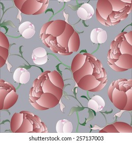 background with pink peonies and white buds