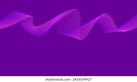 Fondo con líneas violetas rosadas púrpuras. Diseño de ondas flotantes Resumen de la onda de sonido del ecualizador digital. Ilustración de vectores de línea para el fondo del concepto de innovación tecnológica futurista Diseño gráfico