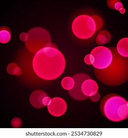 Fondo con las luces rosas, rojas del bokeh en fondo negro