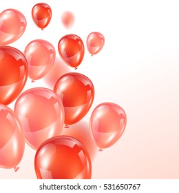 Background with pink and red glossy balloons.