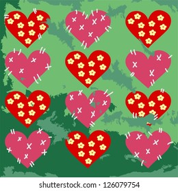 Background with pink and red hearts