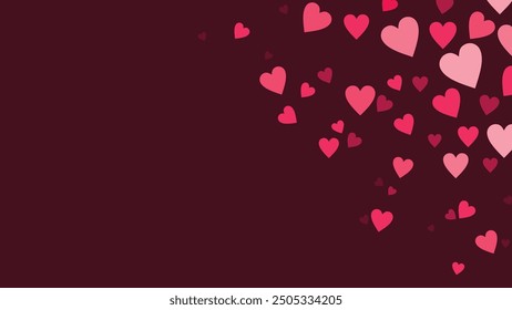 background of pink and red love hearts floating in a horizontal box can be used for romantic, mom's day, Valentine's and other love festivals