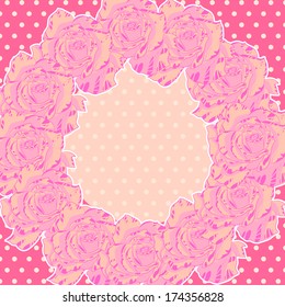 Background with pink roses. Vector illustration.