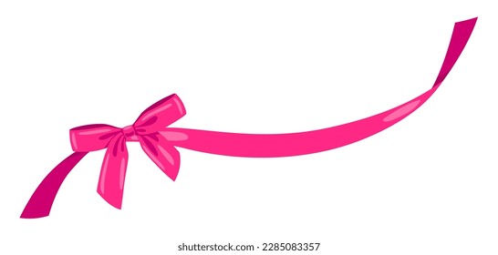 Background with pink satin gift bow. Card decoration with ribbon.