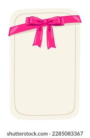 Background with pink satin gift bow. Card decoration with ribbon.