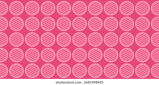 Background pink stripe pink in circle color. Mosaic seamless pattern rounded pink banner