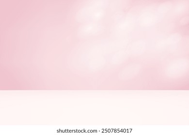 Background Pink Studio with Shadow Leaves. Space for selling products on the website. Empty room with shadow leaves. Vector illustration.