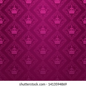 fondo, papel pintado rosa, patrón real para su diseño - imagen vectorial