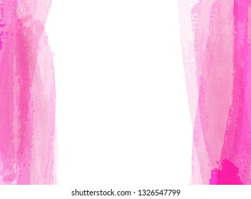 Background with pink watercolor paint brushed lines. Template for your designs.