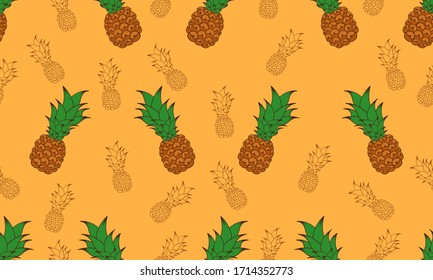 Background pinneapple seamless pattern design vector