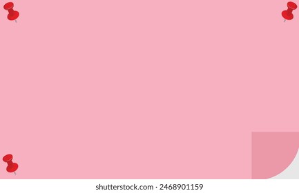 background pinned red pushbutton with curled corner, ready for your message. Vector illustration. Isolated on white background. Front view. Top view. Close up.