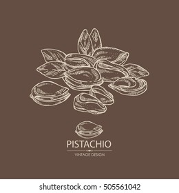 Background with pistachio. Hand drawn