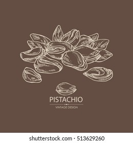 Background with pistachio. Hand drawn