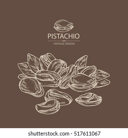 Background with pistachio. Hand drawn