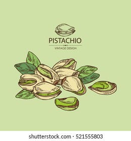 Background with pistachio. Hand drawn.