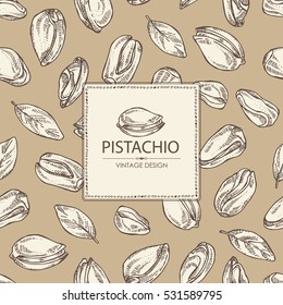Background with pistachio. Hand drawn