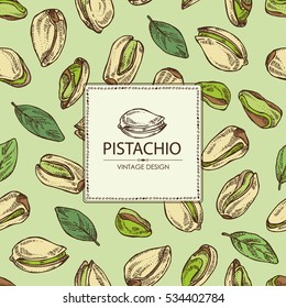 Background with pistachio. Hand drawn
