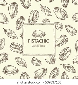 Background with pistachio. Hand drawn.