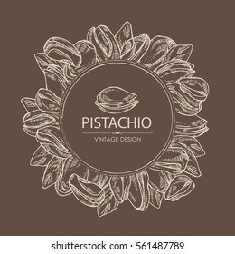 Background with pistachio. Hand drawn