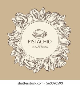 Background with pistachio. Hand drawn.