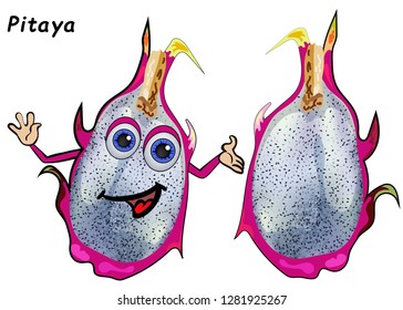 Background with pitaya.  Tropical fruits.