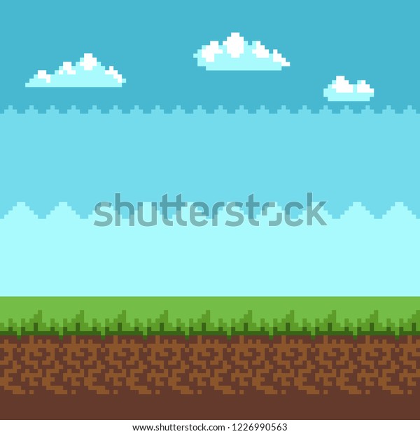 Background Pixel Art Summer Style Blue Stock Vector (Royalty Free ...
