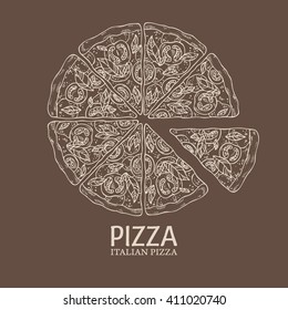 Background with pizza. hand drawn