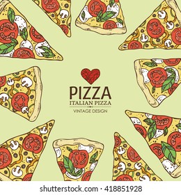 Background with pizza. hand drawn