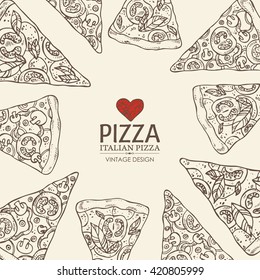 Background with pizza. hand drawn