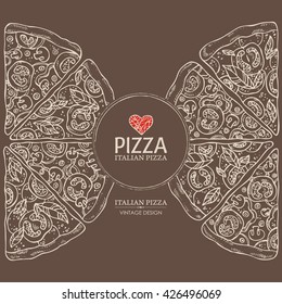 Background with pizza. hand drawn