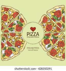 Background with pizza. hand drawn