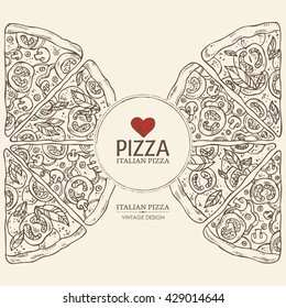 Background with pizza. hand drawn