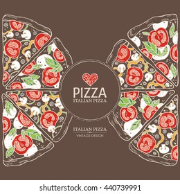 Background with pizza. hand drawn