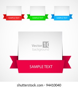 Background with a place for a text with the color ribbons round a sheet. Vector