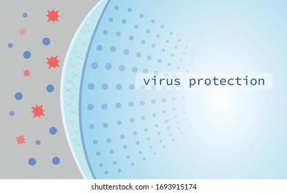 Fondo con lugar para texto representa esquemáticamente el movimiento del aire contaminado por el coronavirus a través del filtro. Cuerpos estilizados de color rojo covid-19 sobre un fondo de gris de aire contaminado pasan por un filtro