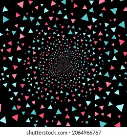 A background with place for your content. Black hole colorful. Abstract background. Triangles geometric, triangles background. Triangles Hipster. Abstract Psychedelic. Endless round tunnel. 