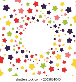 Fondo con lugar para el contenido. Un agujero negro colorido. Resumen de fondo de medio tono. Estrellas geométricas, fondo de marco de estrellas. Stars Hipster. Resumen Psicodélico. Un túnel redondo infinito. 