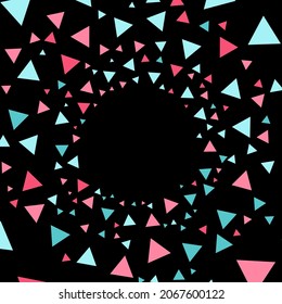A background with place for your content. Black hole colorful. Abstract halftone background. Triangle geometric, triangle frame background. Triangle Hipster. Abstract Psychedelic. Endless round tunnel