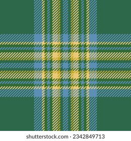 Background plaid check of pattern fabric vector with a seamless tartan textile texture in turquoise and blue colors.