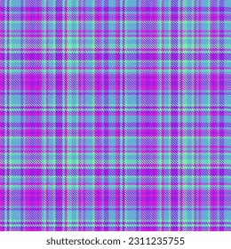 Comprobación de manchas de fondo del tartán de patrón sin fisuras con una tela de textura vectorial en colores azul y violeta.