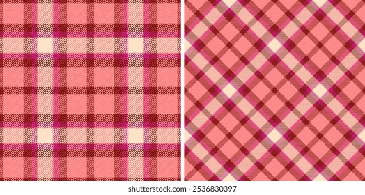 Background plaid fabric of tartan pattern seamless with a texture textile check vector. Set in favorite colors for greeting card designs.