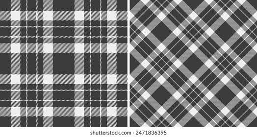 Background plaid pattern of fabric check texture with a seamless vector textile tartan. Set in monochrome colors. Tablecloth design ideas.