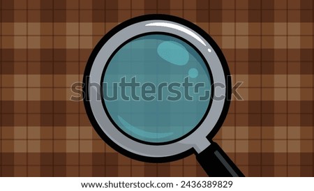 Background of plaid pattern and magnifying glass inspired by a detective_vector illustration