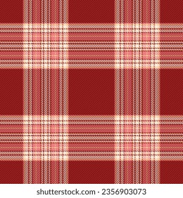 Background plaid seamless of tartan texture fabric with a check vector pattern textile in red and maroon colors.