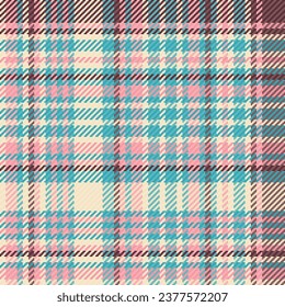 Background plaid tartan of fabric vector textile with a texture pattern check seamless in light and cyan colors.