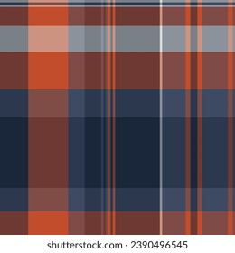 Tartán de tela textil de fondo trenzado con un patrón transparente vectorial en colores rojo y azul.