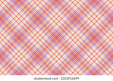 Background plaid textile of check tartan texture with a pattern seamless vector fabric in white and red colors.